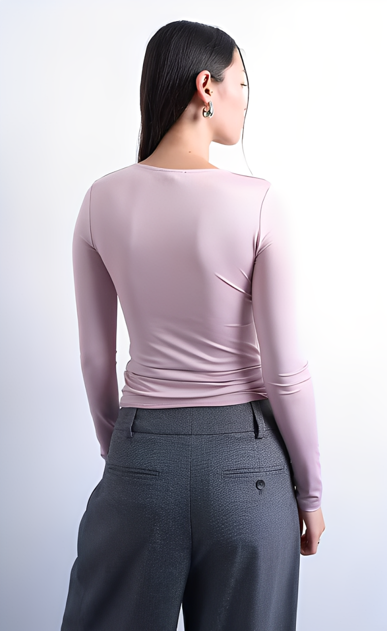 Top à longues manches rose