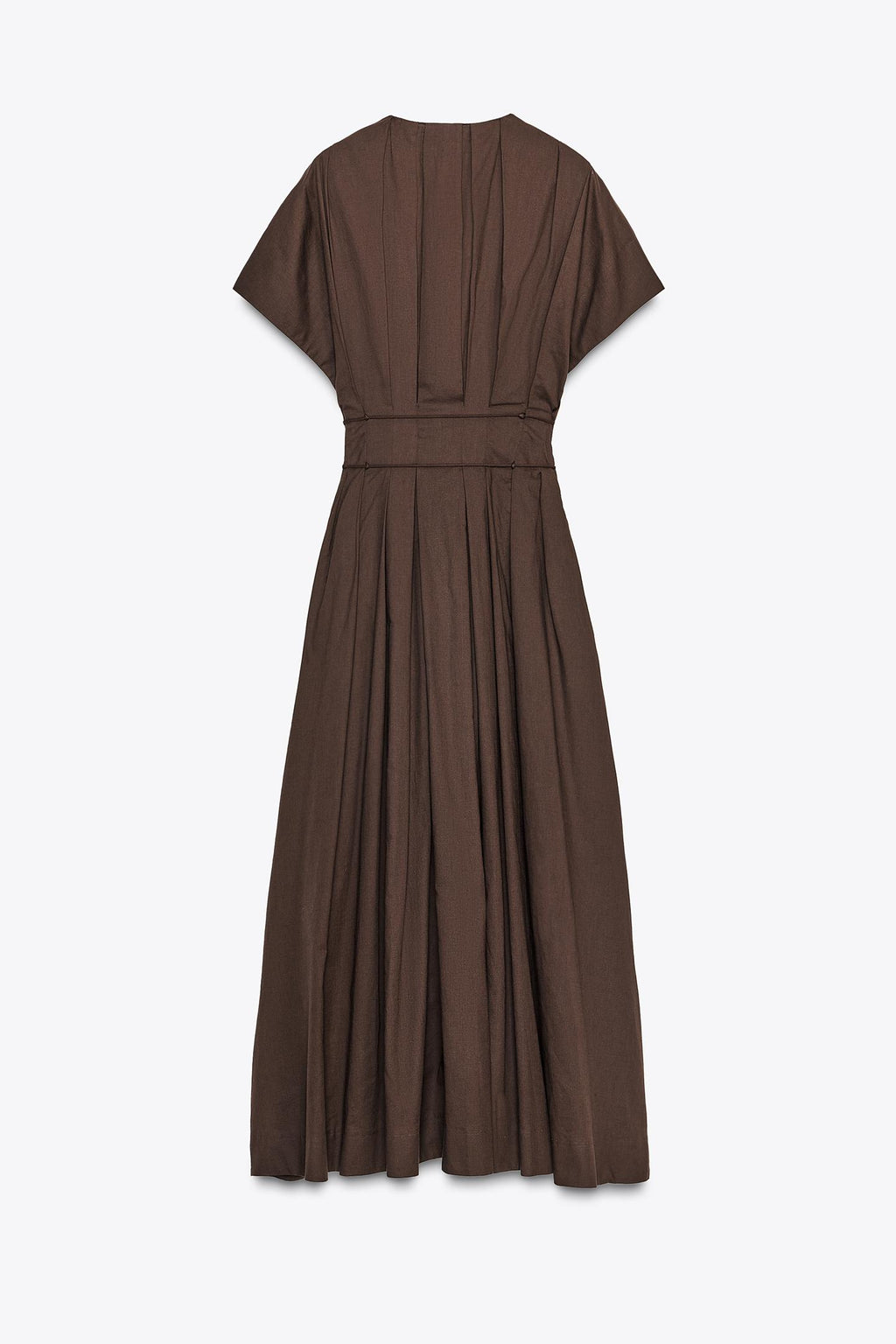 Robe midi plissée à col en V