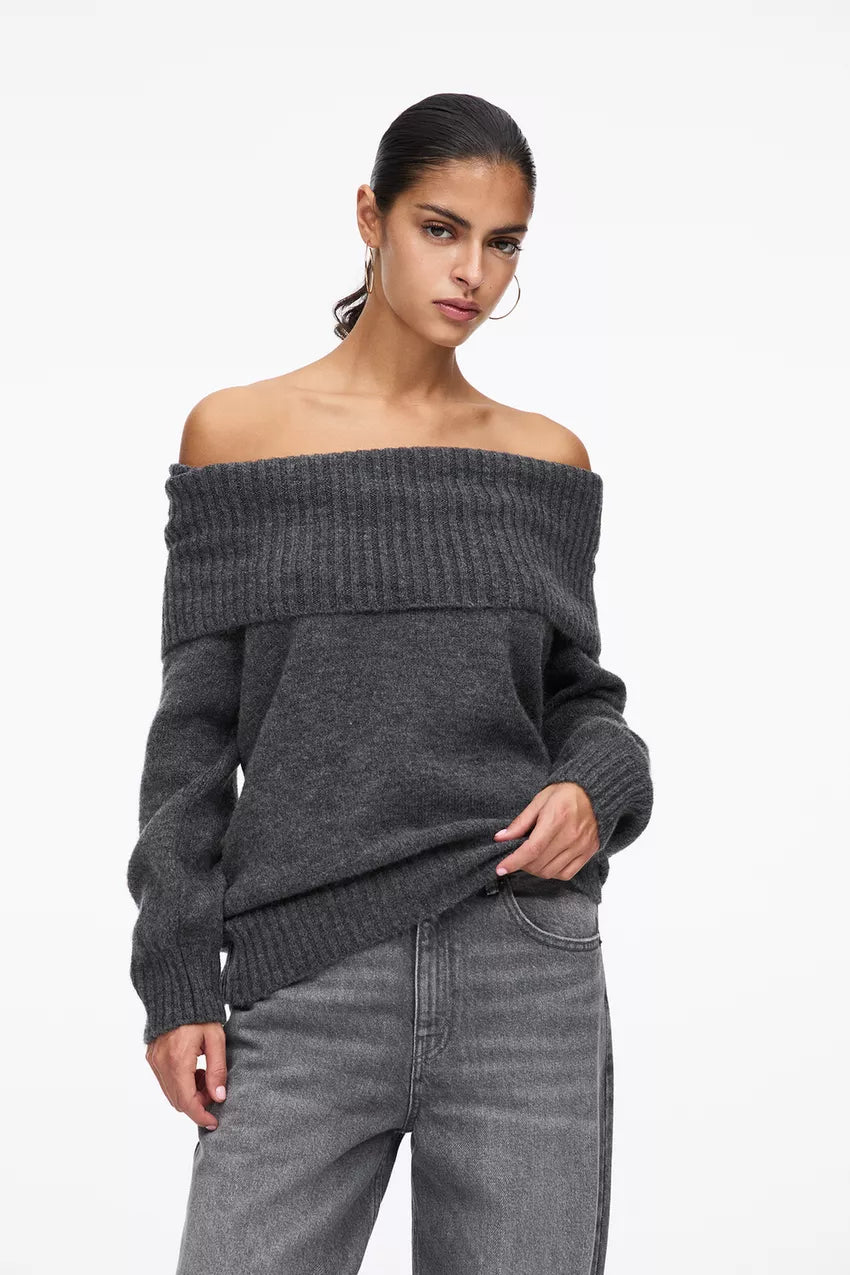 Pull Femme – Col Bardot Épaules Dénudées