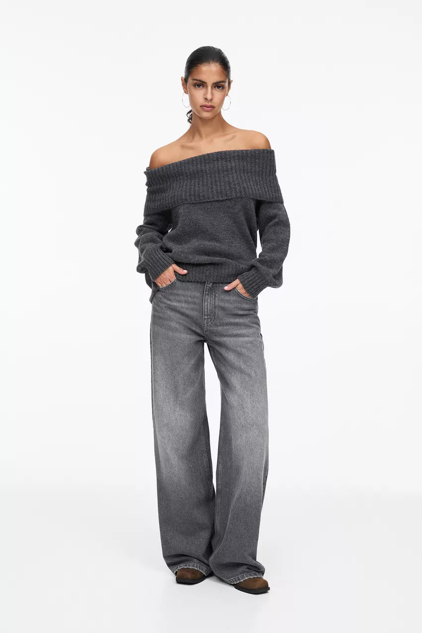 Pull Femme – Col Bardot Épaules Dénudées