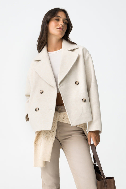 Manteau croisé femme — laine douce