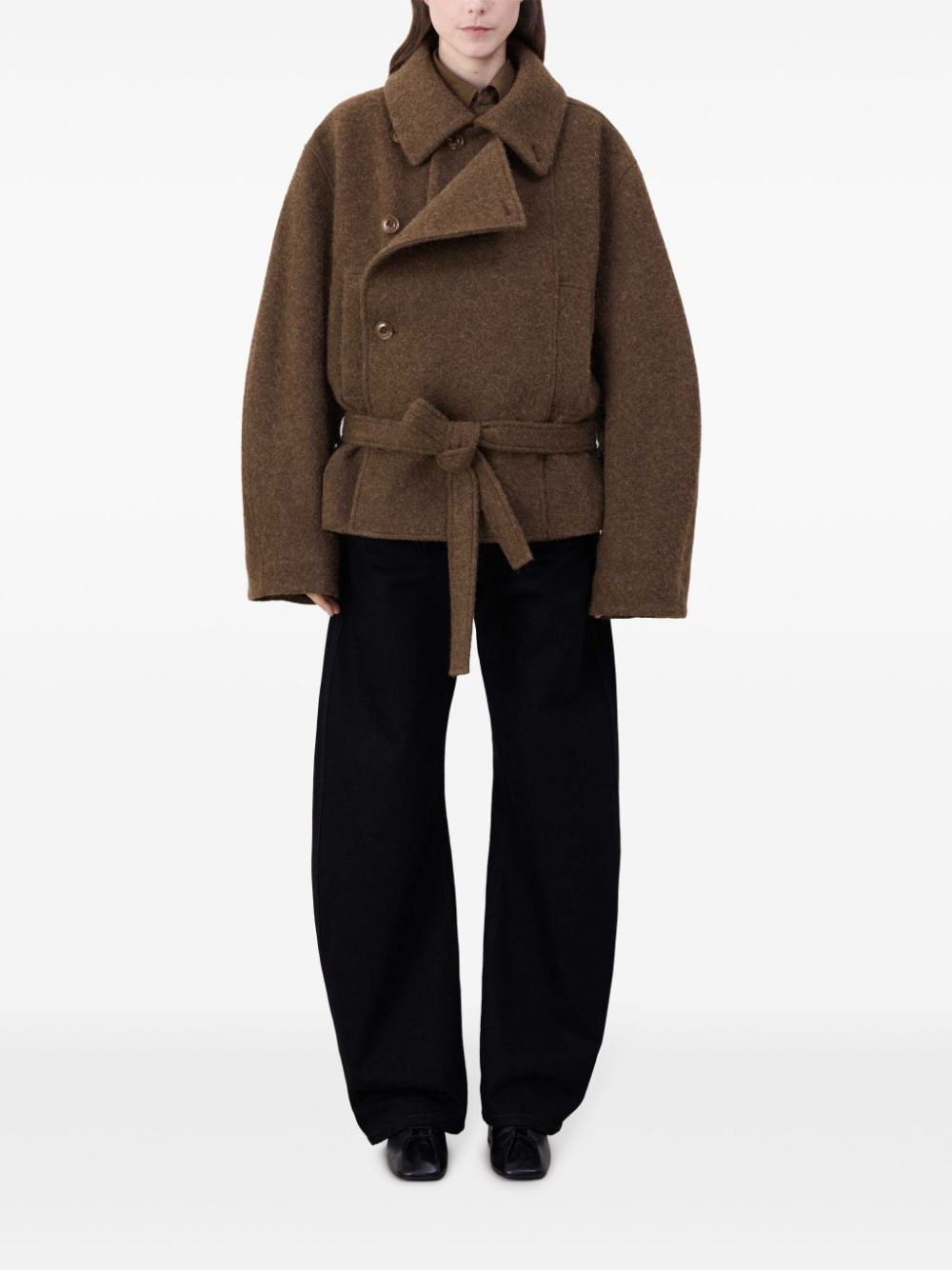 Manteau Court en Laine Style Old Money avec Col Revers