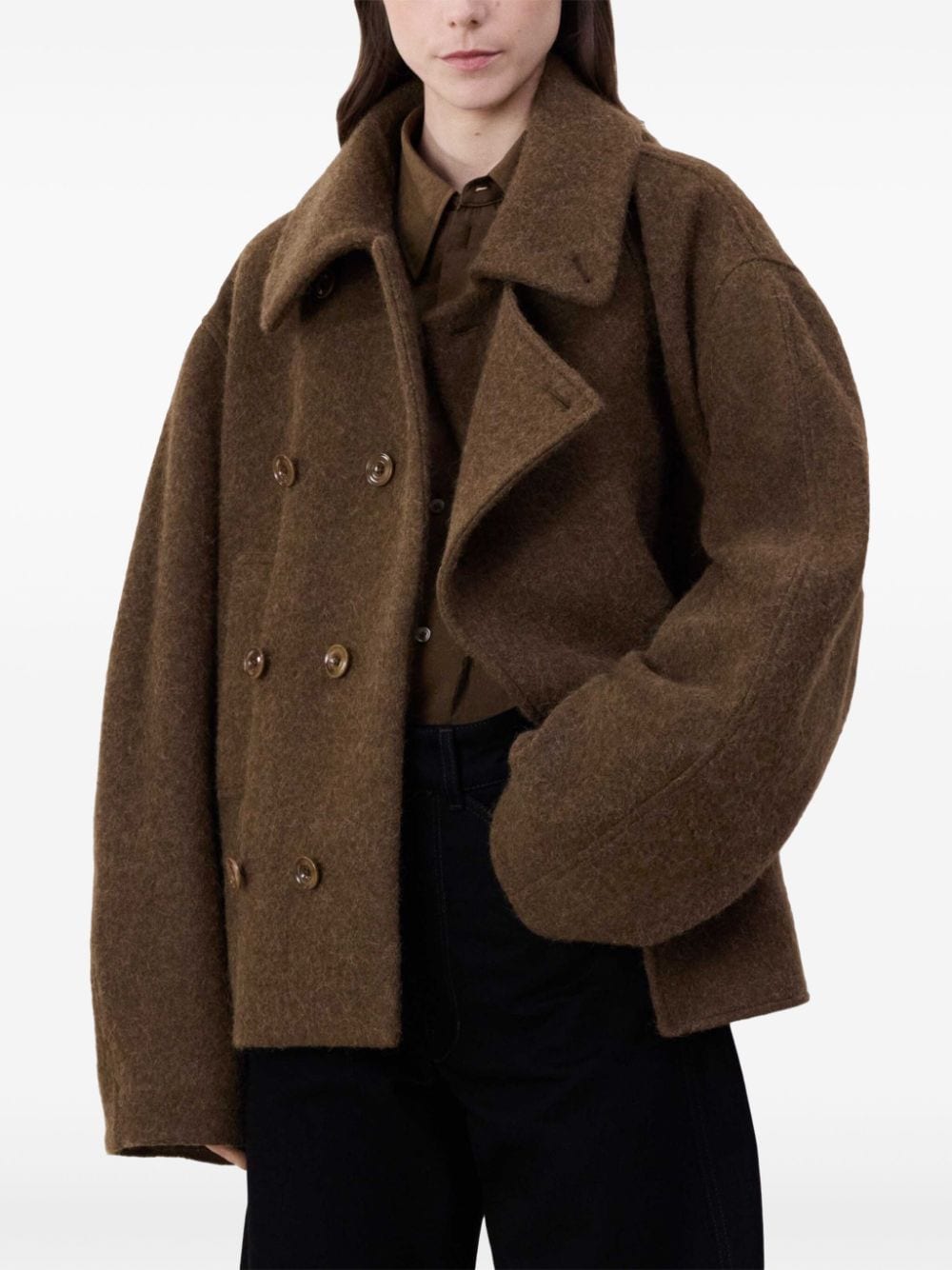 Manteau Court en Laine Style Old Money avec Col Revers