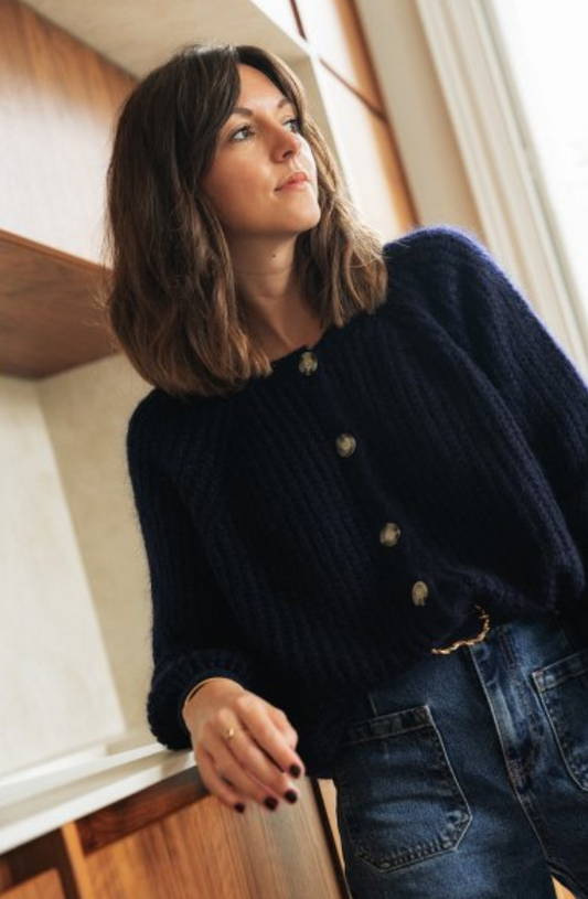 Cardigan col rond boutonné