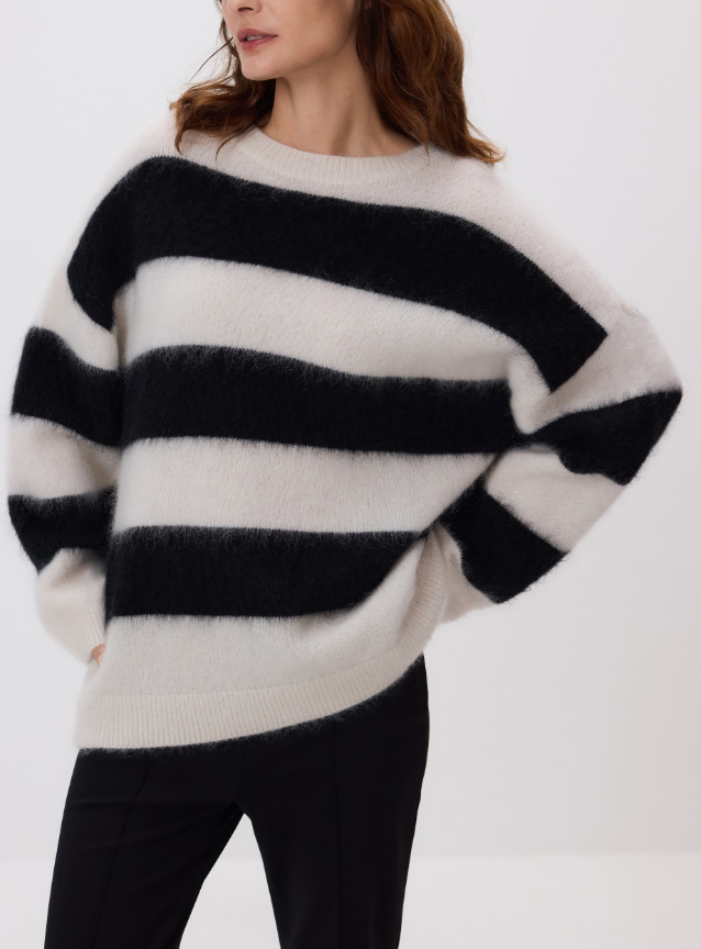 Pull rayé en mohair mélangé