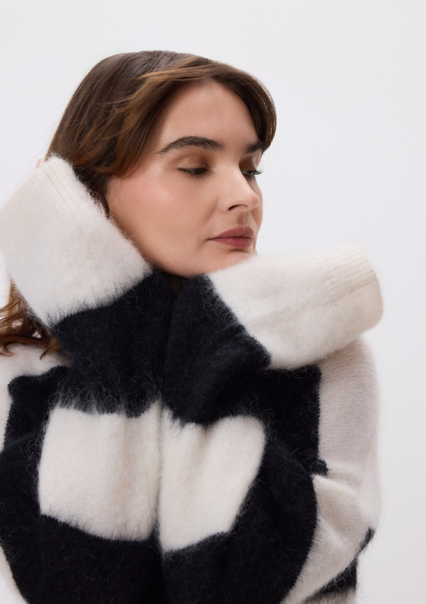 Pull rayé en mohair mélangé