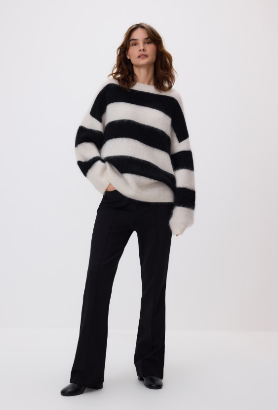 Pull rayé en mohair mélangé