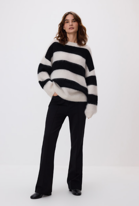 Pull rayé en mohair mélangé