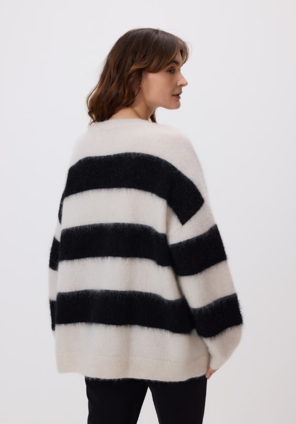 Pull rayé en mohair mélangé