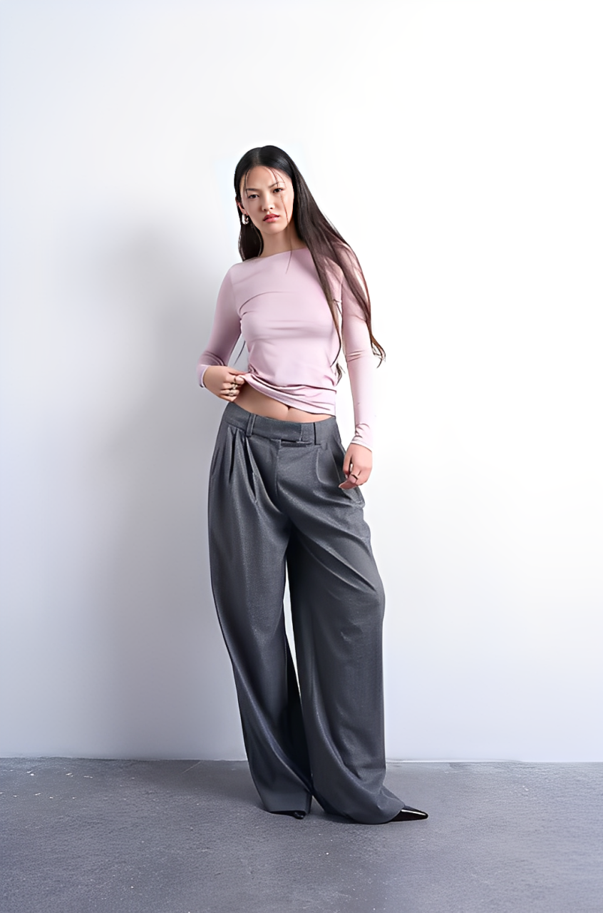 Top à longues manches rose