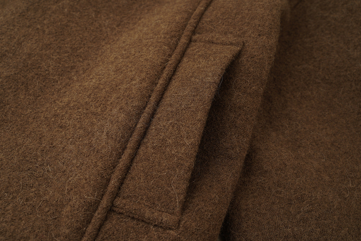 Manteau Court en Laine Style Old Money avec Col Revers