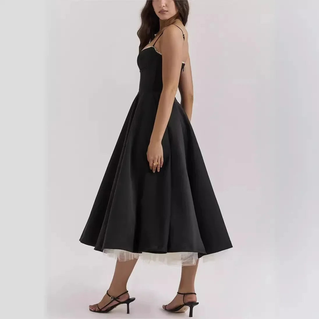 European And American Sexy Women's Cross-border Amazon New Strap V-neck Sleeveless Dress Pettiskirt Long Skirt