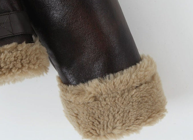 Veste Femme Automne/Hiver – Similicuir avec Doublure Fourrure