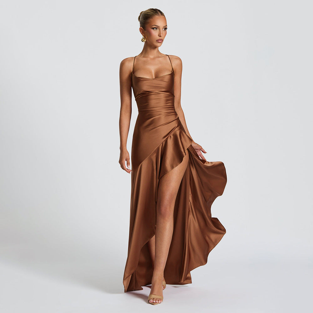 Robe Longue fente en Satin