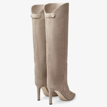 European And American Simple Style New Fashion Catwalk Pointed High-heeled Straight Boots With High-heeled Plus Size Women's Boots