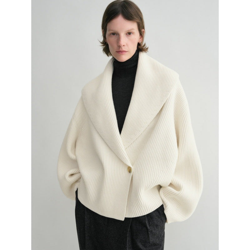 Longmei Curved Green Fruit Collar 2025 Autumn And Winter New Normcore Scandinavian Style Tot Loose Cardigan Knitted Cardigan For Women