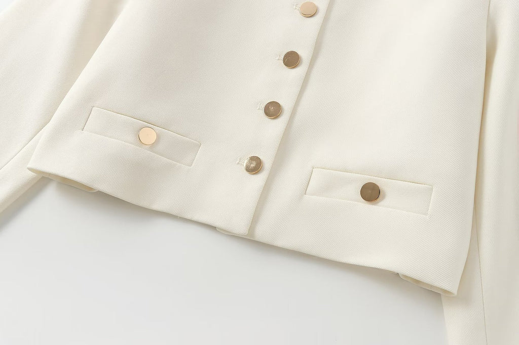 Veste courte à col rond boutonnée