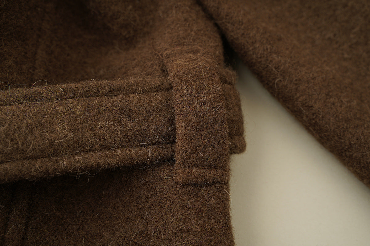 Manteau Court en Laine Style Old Money avec Col Revers