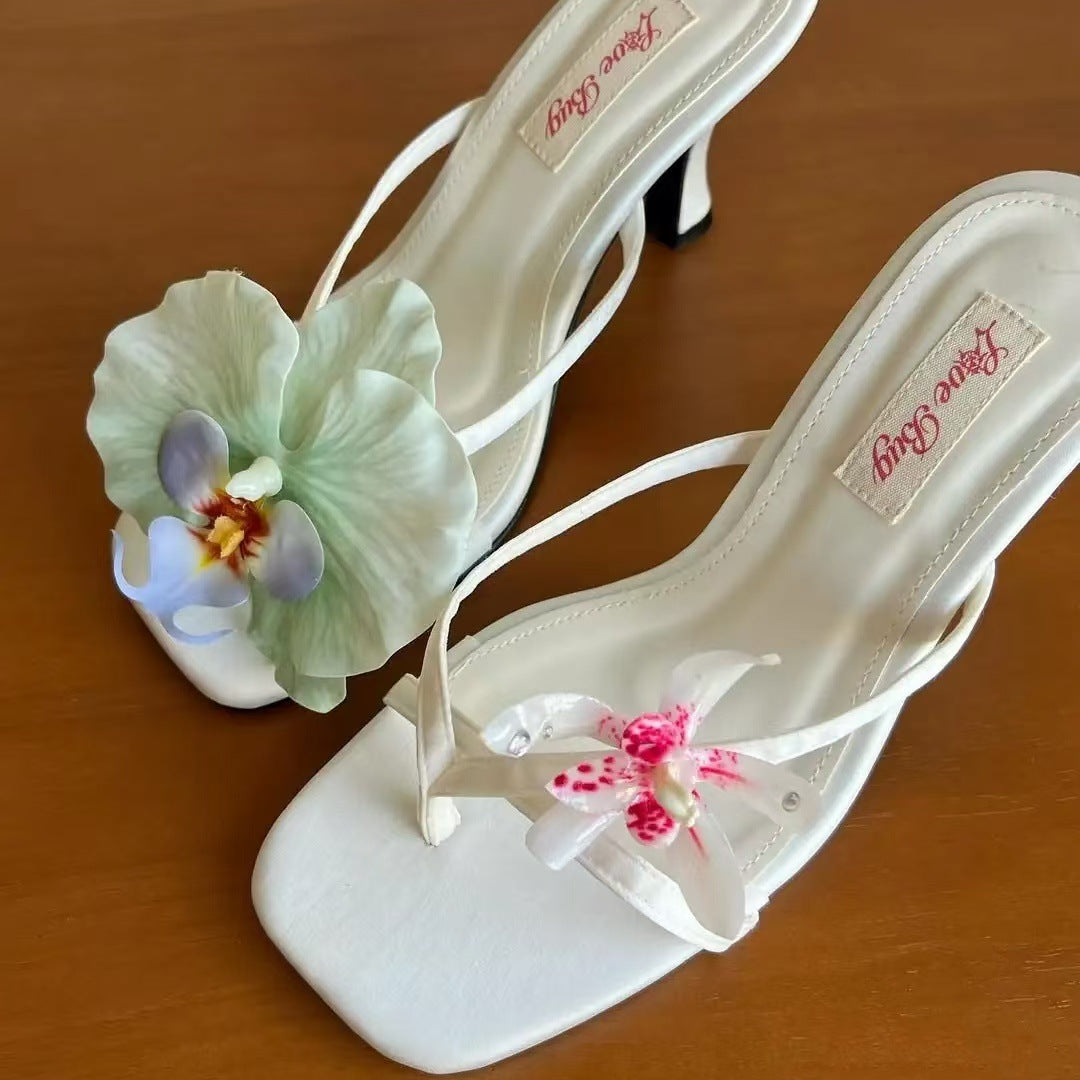 High-heeled Slippers Women's 2025 Spring And Summer New Style Elegant Sandals And Slippers Atmosphere Asymmetrical Women's Casual Sandals And Slippers