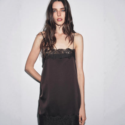 2025 Amazon European And American Lace Patchwork Solid Color Women's Sexy Hot Girl Style Camisole