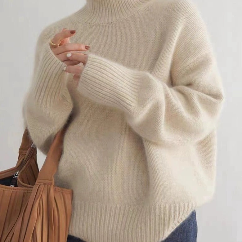 European And American Cross-border Autumn And Winter Thick Turtleneck Women's Loose All-match Knitted Pullover Sweater Lazy Style Base Shirt For Women