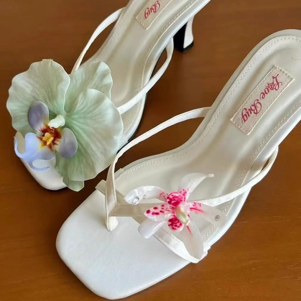 High-heeled Slippers Women's 2025 Spring And Summer New Style Elegant Sandals And Slippers Atmosphere Asymmetrical Women's Casual Sandals And Slippers
