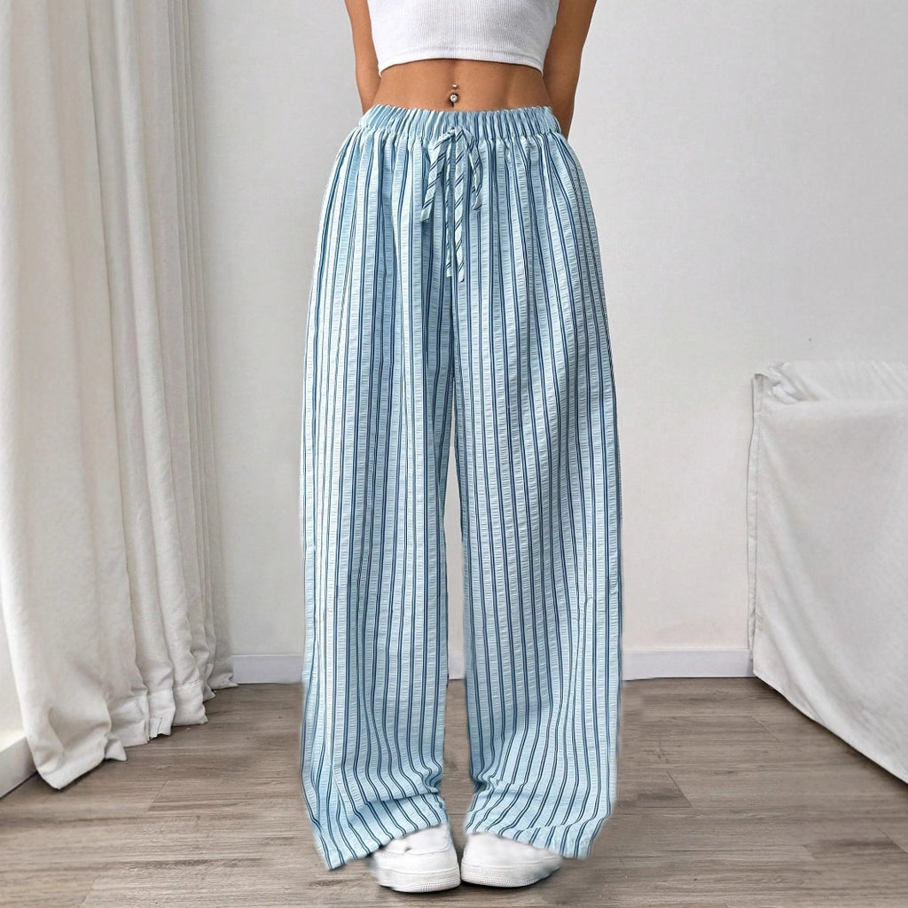Europe And The United States Cross-border Foreign Trade Women's Clothing Explosions Independent Station Shein Amazon Temu Striped Casual Pants Straight Pants