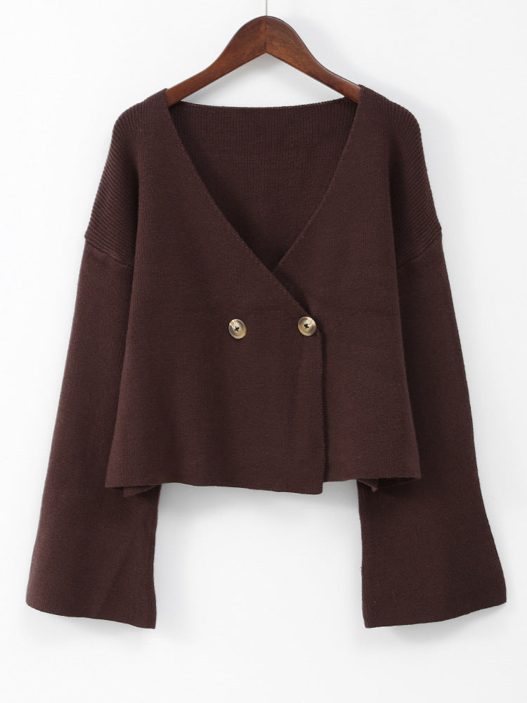 Cardigan Femme – Maille Unie, Col V, Manches Longues