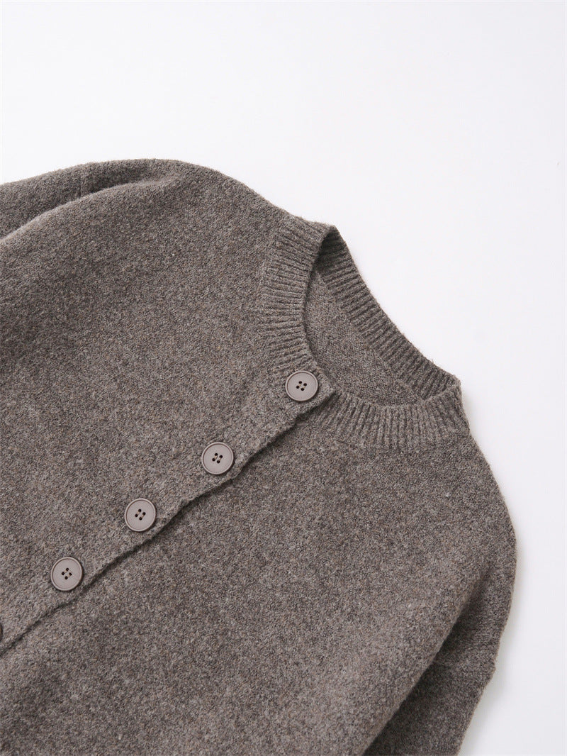 Gilet tricoté à col rond boutonné