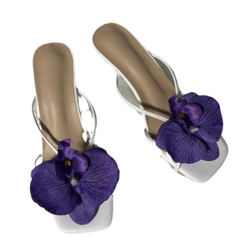 Light Luxury Beautiful ~ Phalaenopsis Holiday High Heel Sandals 2024 Summer New Flower Fashion Beach Sandals