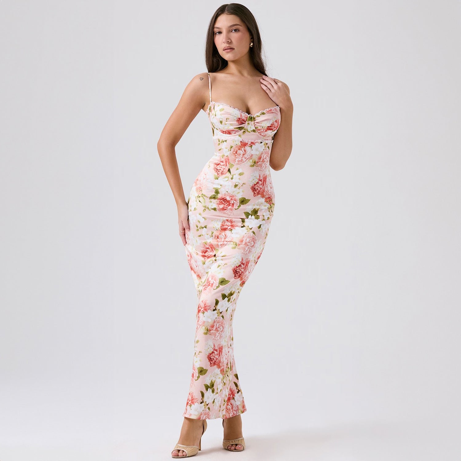 2024 Europe And The United States Cross-border Summer New Slim Sexy Printed Split Leisure Style Dress Foreign Trade Wholesale Women's Clothing
