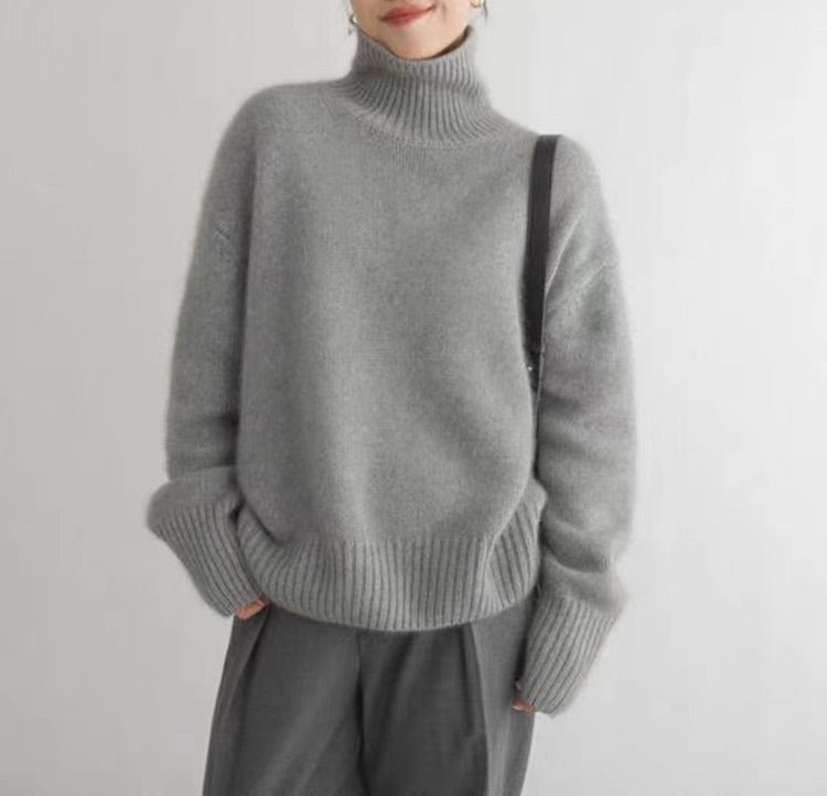 Pull Col Roulé Femme – Maille Épaisse