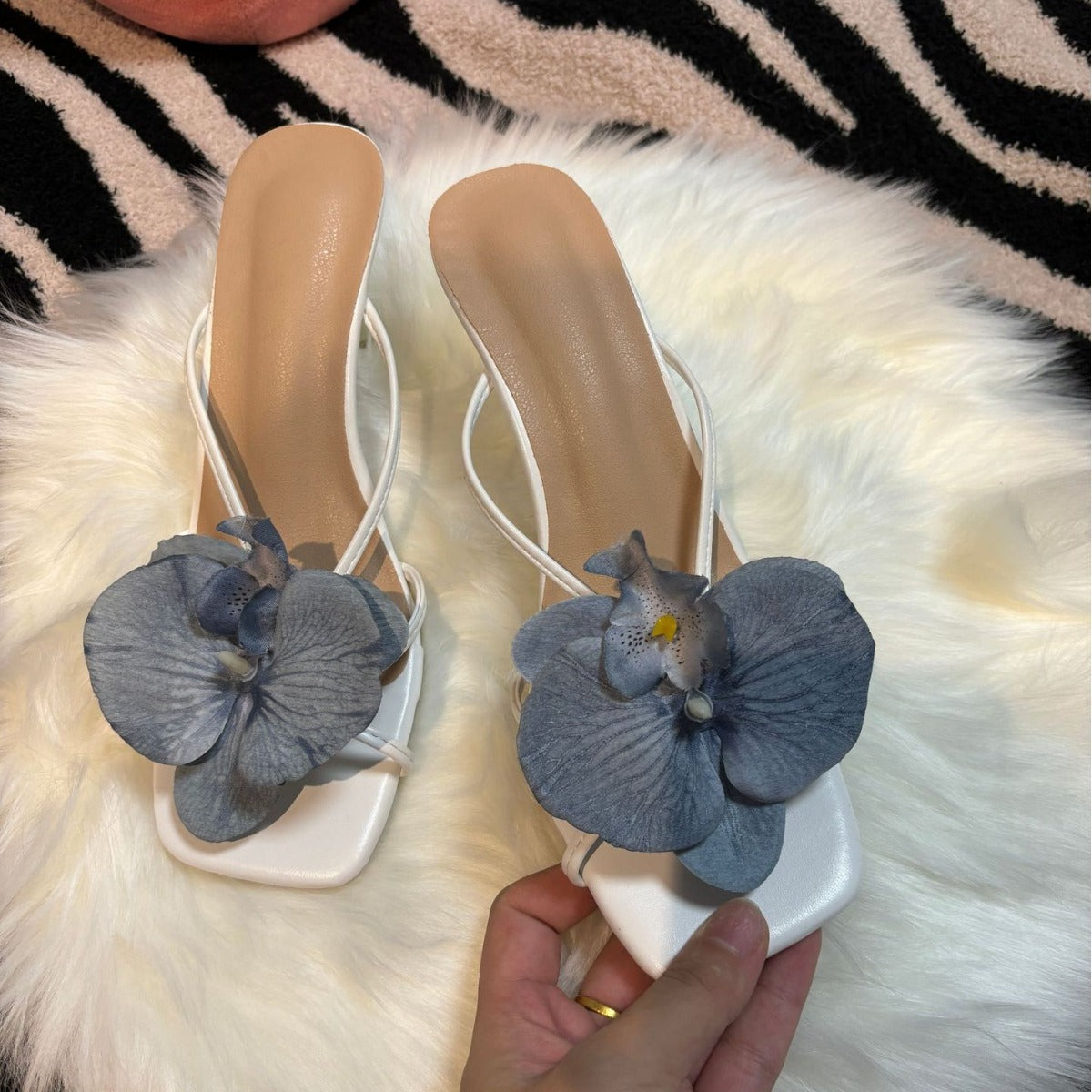 Light Luxury Beautiful ~ Phalaenopsis Holiday High Heel Sandals 2024 Summer New Flower Fashion Beach Sandals