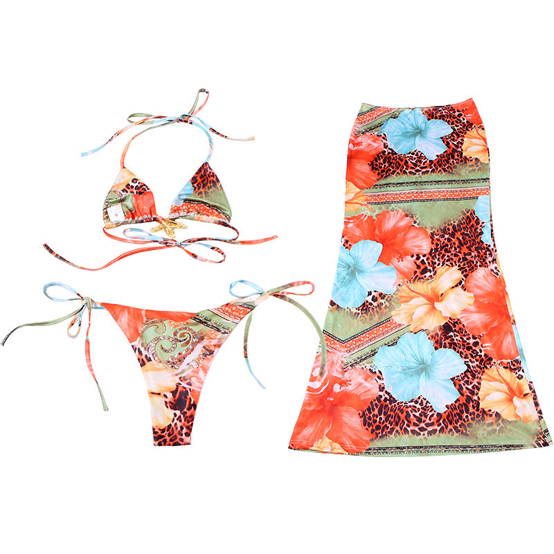 Maillot de bain 3 Pièces Bikini & Jupe Imprimée