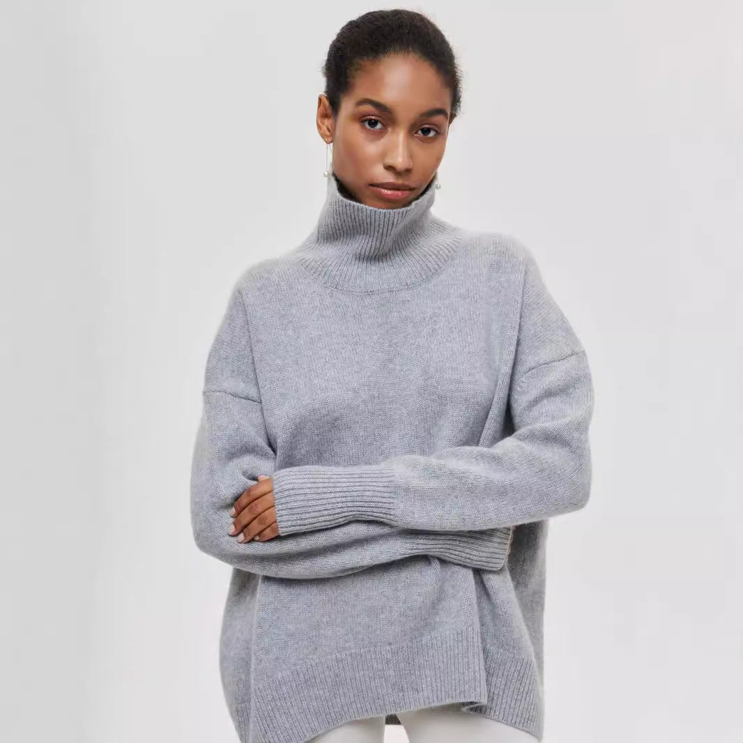 050 European And American Autumn And Winter Women's New Amazon Sweater Loose Turtleneck Russian Cross-Border Sweater