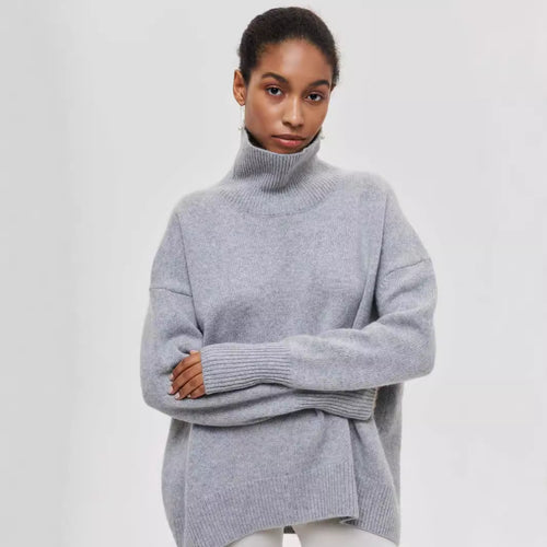 050 European And American Autumn And Winter Women's New Amazon Sweater Loose Turtleneck Russian Cross-Border Sweater