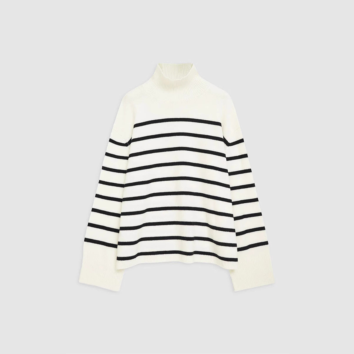 Clearance Sale At A Loss~ No Returns Or Exchanges~ Ab Classic Loose Striped Turtleneck 100% Cashmere Knit Sweater For Women