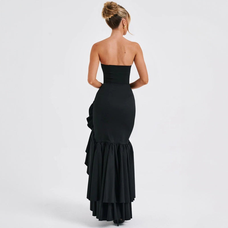 Robe longue asymétrique à épaules dénudées