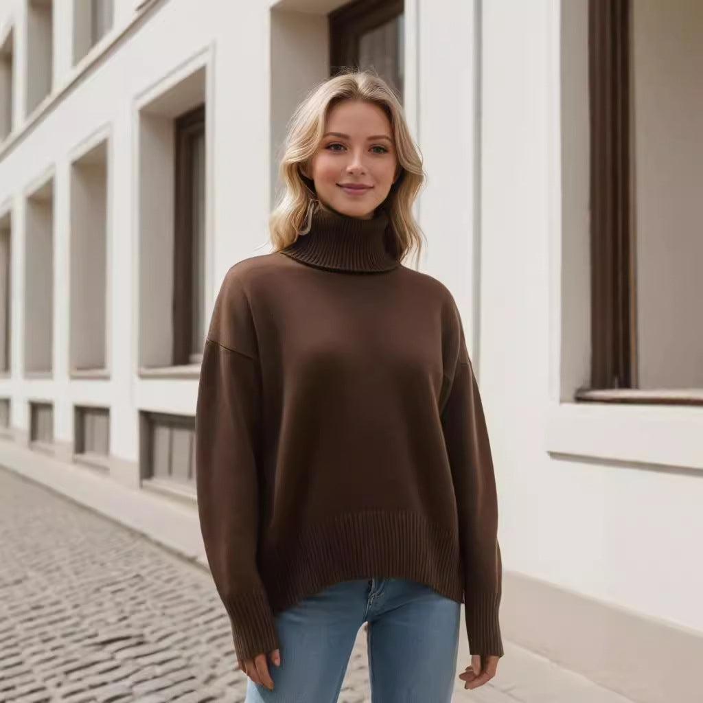 003 Amazon Russian Women's Thickeneded Knitwear Autumn And Winter Loose Turtleneck Knitwear European And American Autumn And Winter Women's Clothing