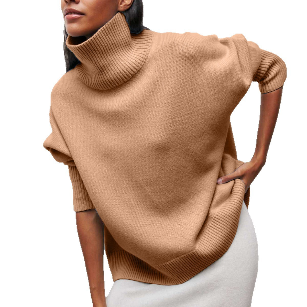 050 European And American Autumn And Winter Women's New Amazon Sweater Loose Turtleneck Russian Cross-Border Sweater