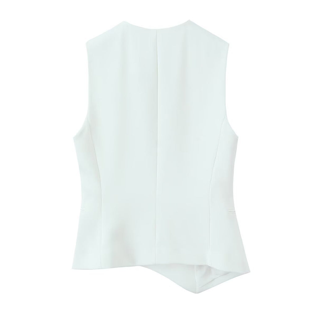 Pb&Za Women's 2025 Spring And Summer New Asymmetric Sleeveless Vest Vest 3811047 Wide Leg Pants 3811048