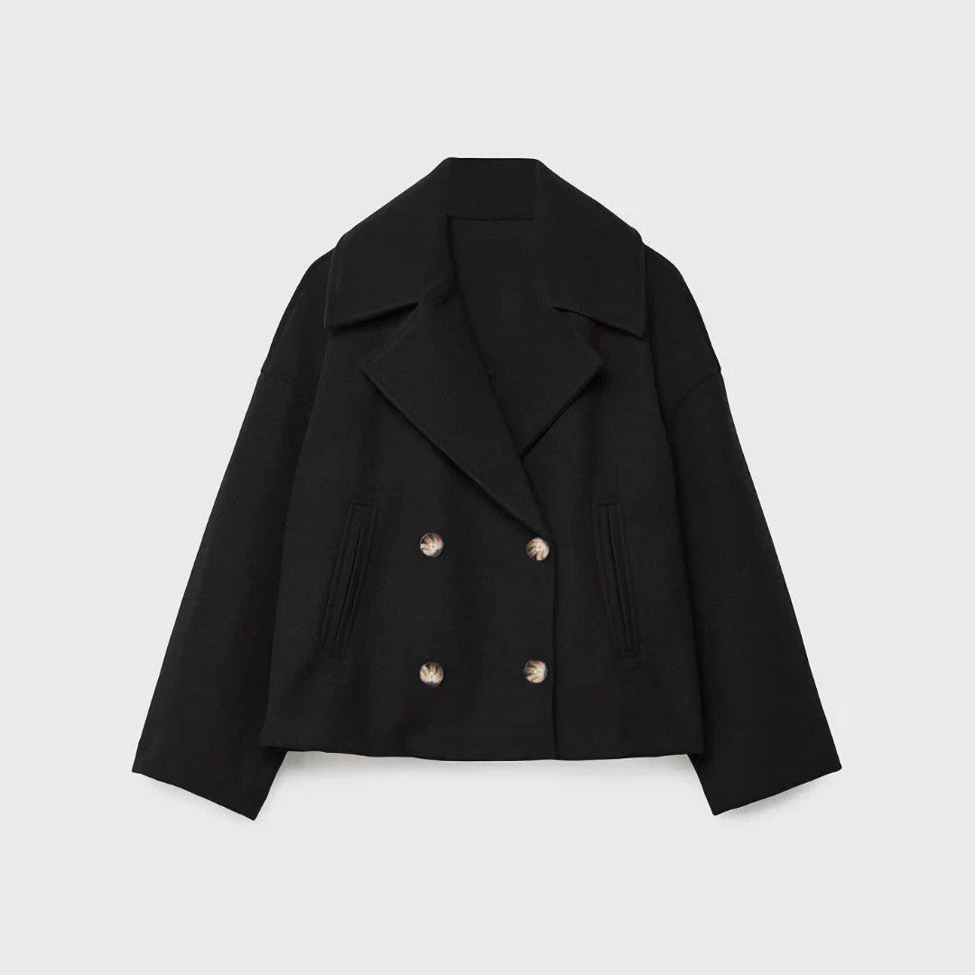 Autumn 2025 New Women's Woolen Coat European And American-style Fashion Simple All-match Double-breasted Women's Woolen Coat