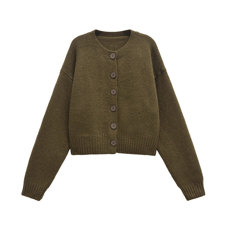 Gilet tricoté à col rond boutonné