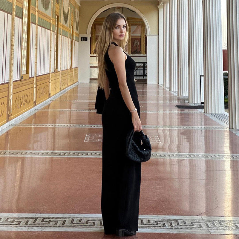Cross-border 2024 Spring And Summer Foreign Trade Women's New Solid Color Casual Sexy Slant Shoulder Comfortable Slim Sleeveless Sheath Dress