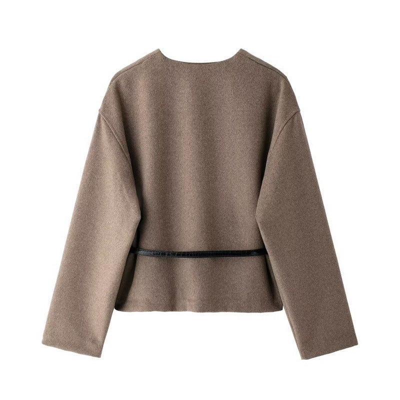 Foreign Trade 2024 Autumn New European And American Style Women's Fashion Casual Temperament With Belt Soft Coat 1255937