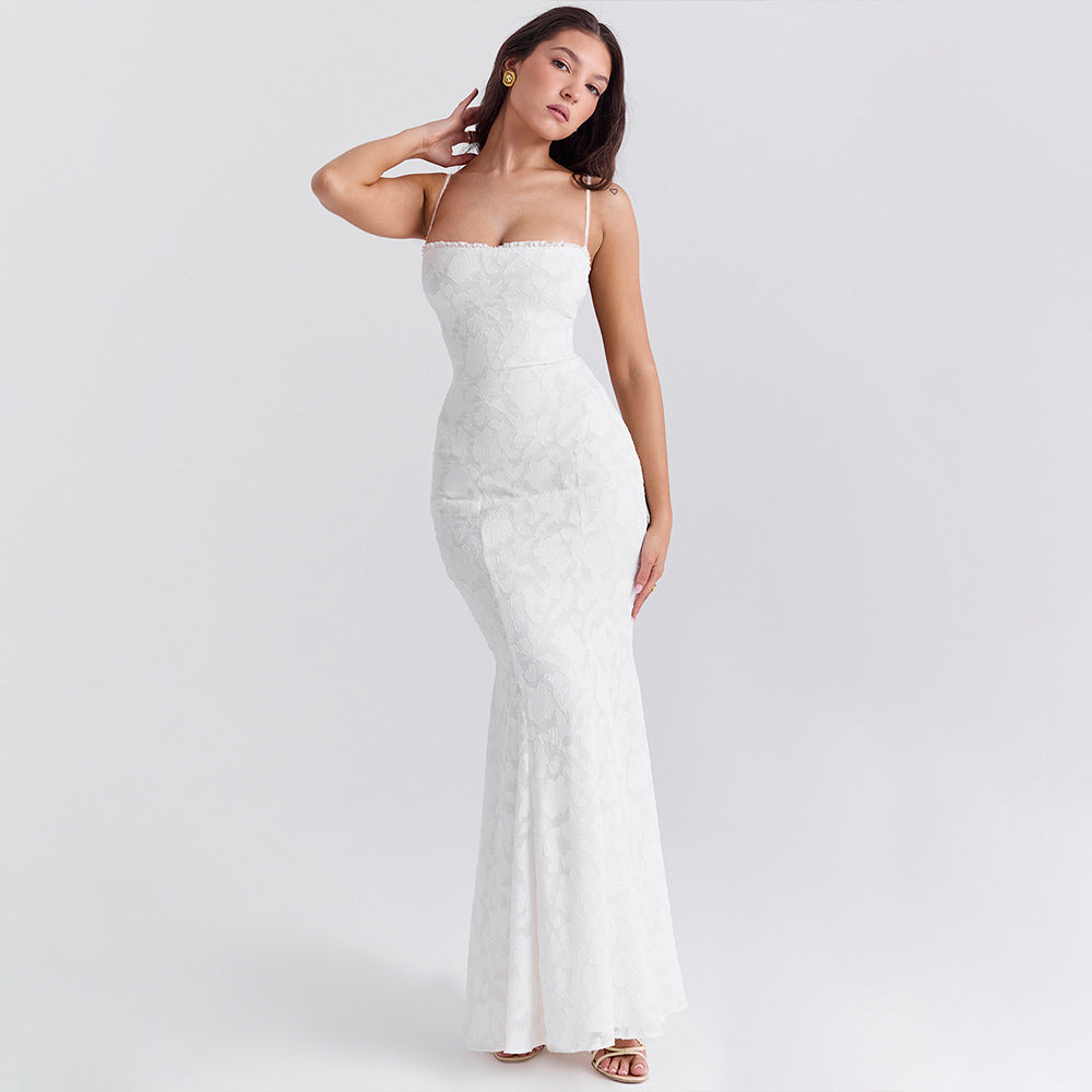 Robe longue dos nu à bretelles