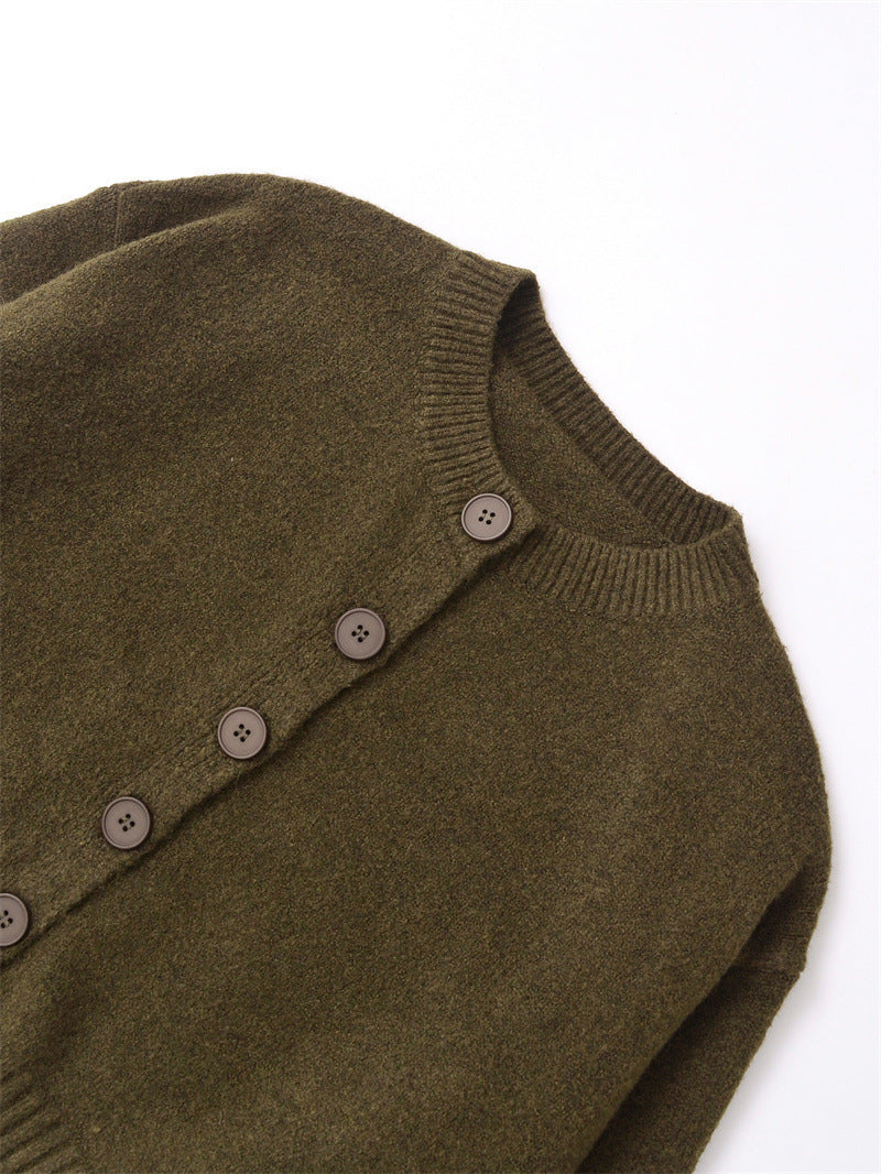 Gilet tricoté à col rond boutonné