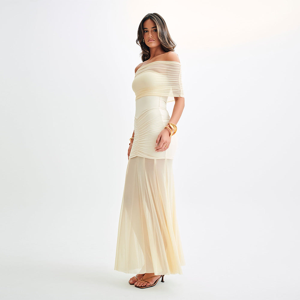 European And American Style INS Cross-border New Dress Strapless Stitching Backless Slim Dress Sexy Fashion Dress