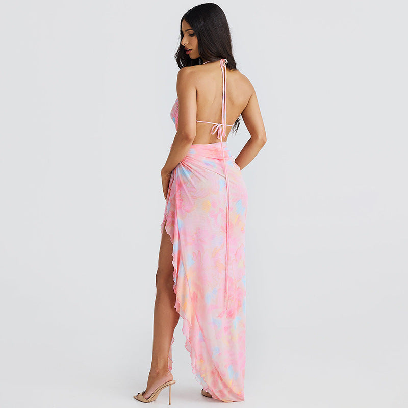 Robe Fendue Bohème Fleurie