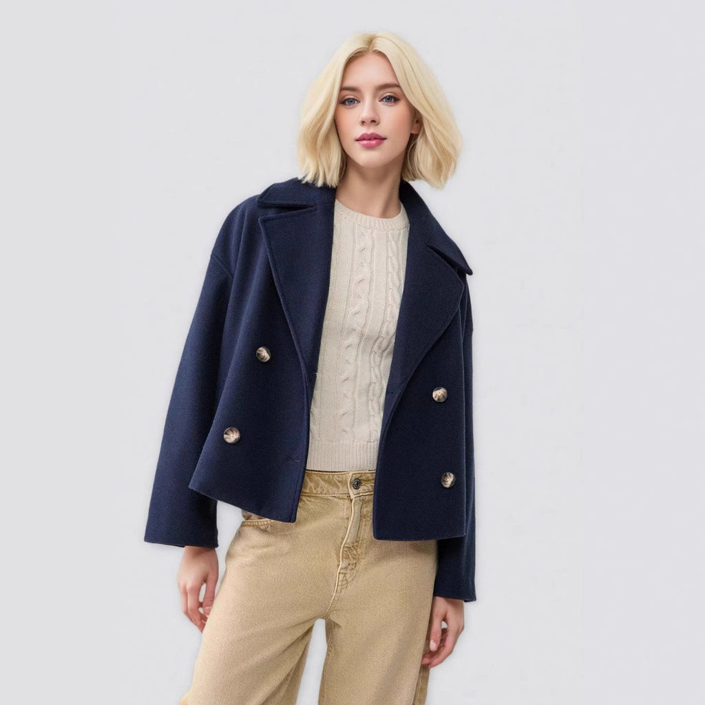 Autumn 2025 New Women's Woolen Coat European And American-style Fashion Simple All-match Double-breasted Women's Woolen Coat